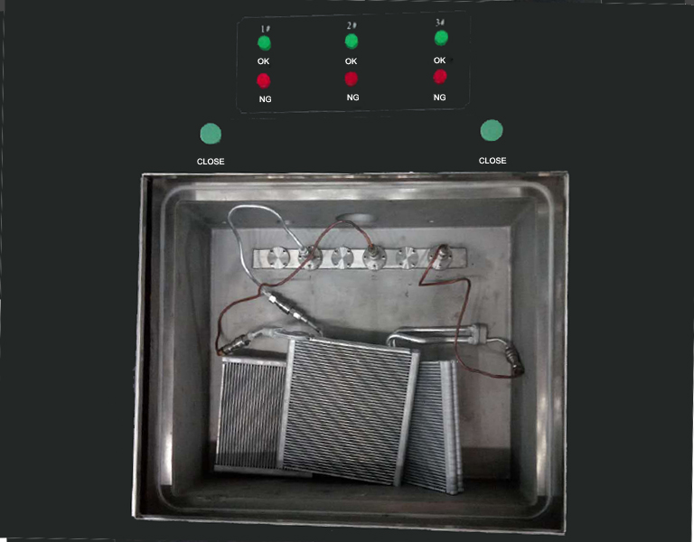 Helium Leak Detection System For Air Tightness Of Evaporator / Condenser Of Auto Air Conditioner