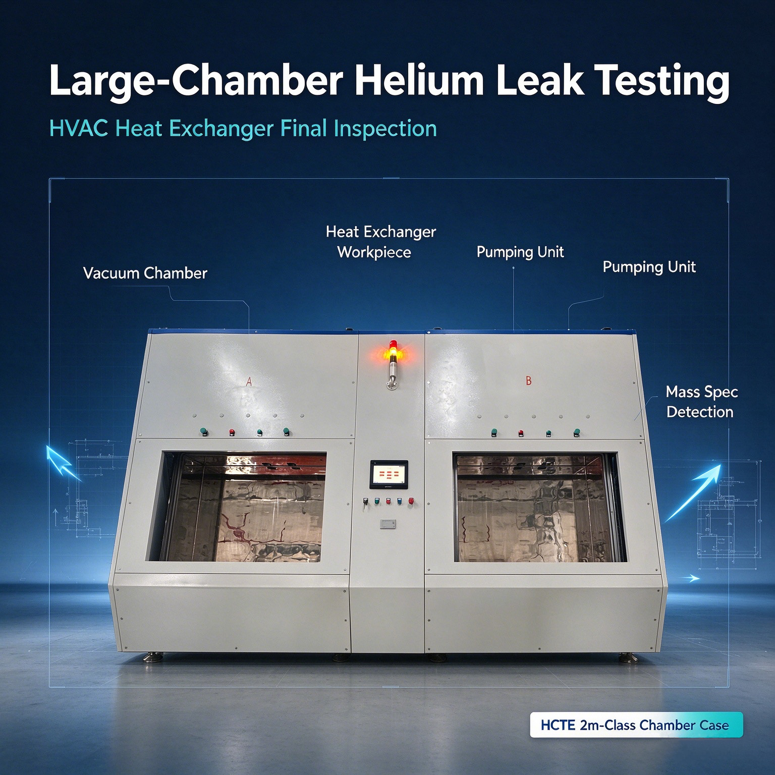 Large-Size HVAC Heat Exchanger Helium Leak Testing: Design Essentials of Large Vacuum Chamber Solutions (With HCTE 2m-Class Chamber Case)